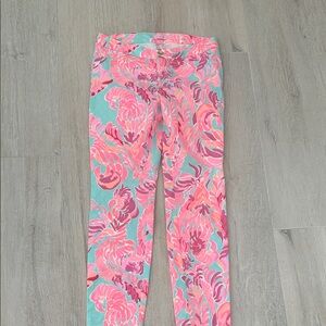 Lilly Pulitzer Pink and Aqua Floral Pants